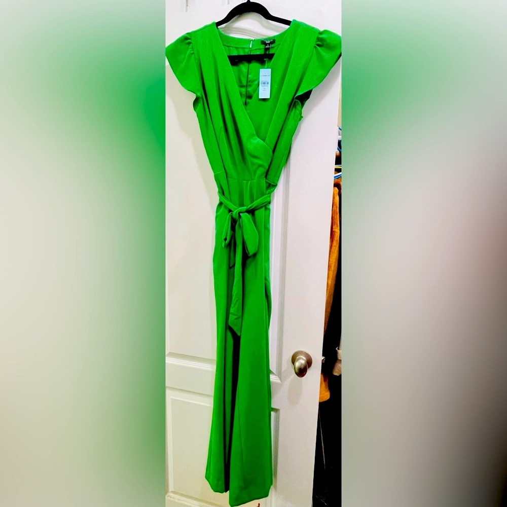 Ann Taylor green jumpsuit, size 10 Petite.